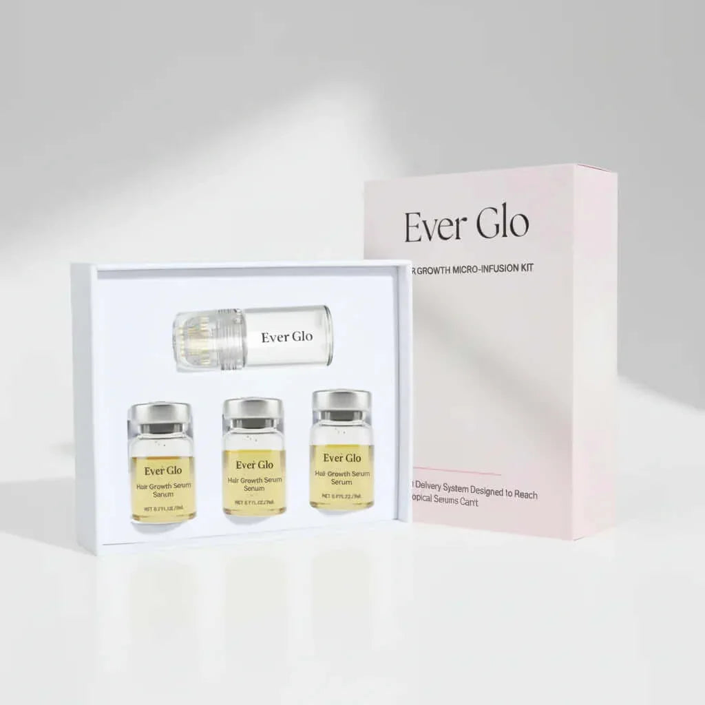 1 Month Supply - 1 Device | 3 Serums (5 ml) - Ever Glo Hair Regrowth Micro-Infusion System